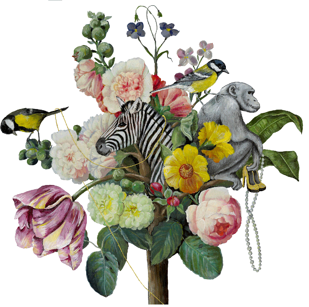 Flower art with animals